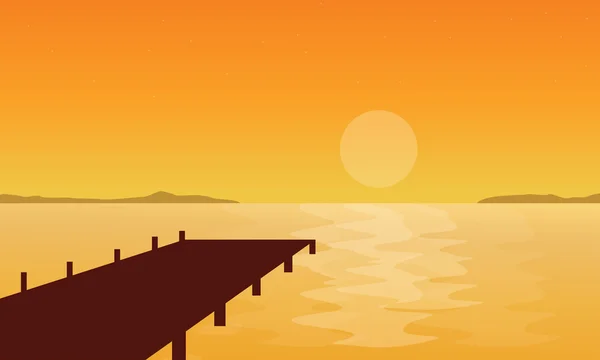 Silhouette de jetée au coucher du soleil — Image vectorielle