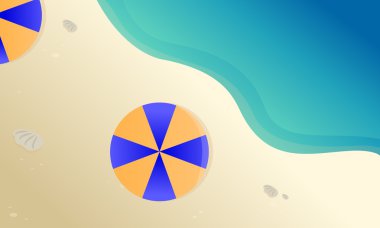 Manzara plaj şemsiye vektör ile