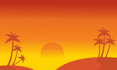 Hill ve palm sahne siluet