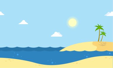 Sahil güzel sahne karikatür vektör