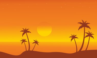 Siluet turuncu arka planlar üzerinde Beach