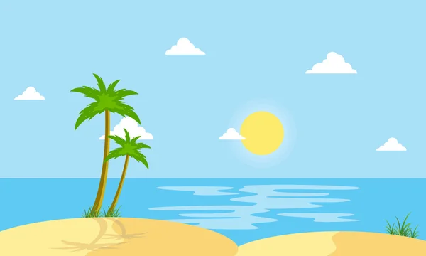 Пляжний пейзаж мультфільм Векторний плоский стиль — стоковий вектор