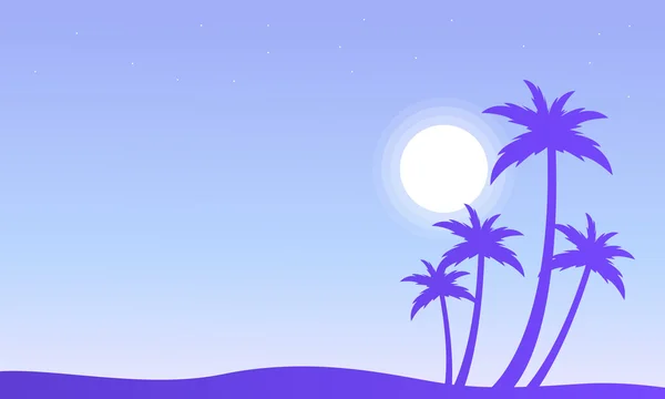 Palmiye ve güneş siluetleri sahne — Stok Vektör