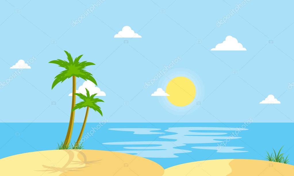 depositphotos_128762036 stock illustration beach scenery cartoon vector flat