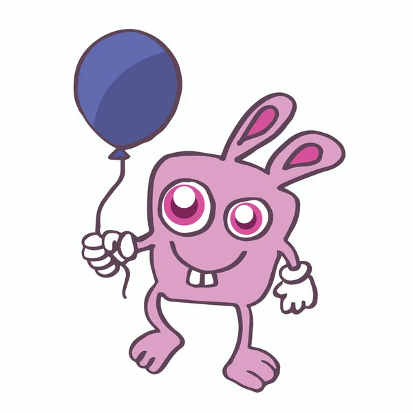 Diseño de dibujos animados de conejo y globo — Vector de stock