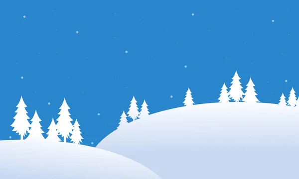 Hill Noel kış manzara siluet — Stok Vektör
