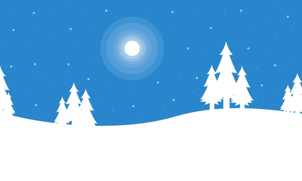 Silueta de los paisajes de invierno de Navidad — Vector de stock