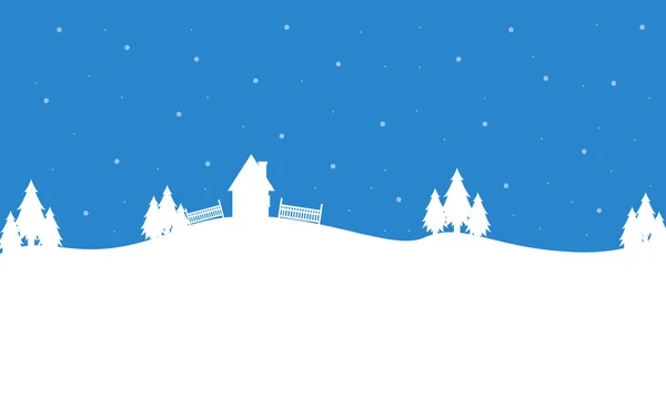 Silhouette de la maison et des arbres paysages d'hiver — Image vectorielle