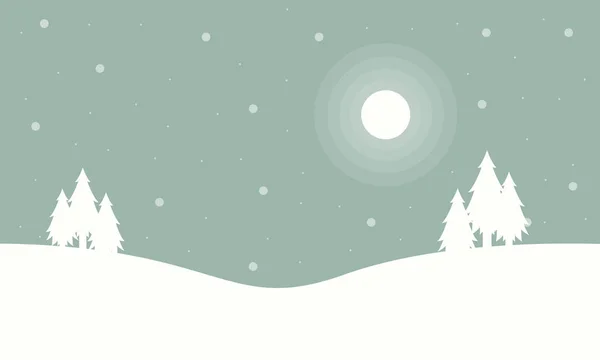 À noite árvore inverno natal paisagem — Vetor de Stock