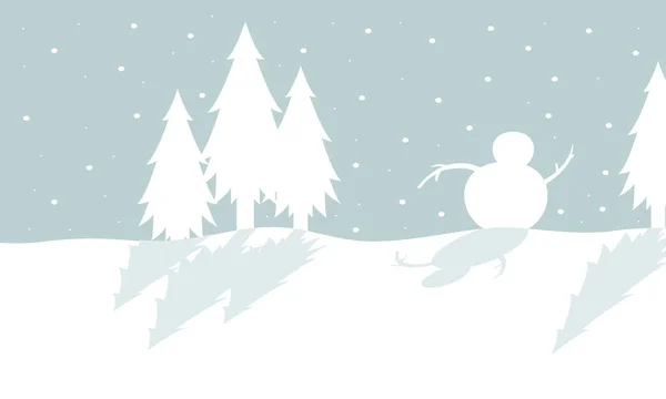 Silhouette d'arbre et bonhomme de neige Noël — Image vectorielle