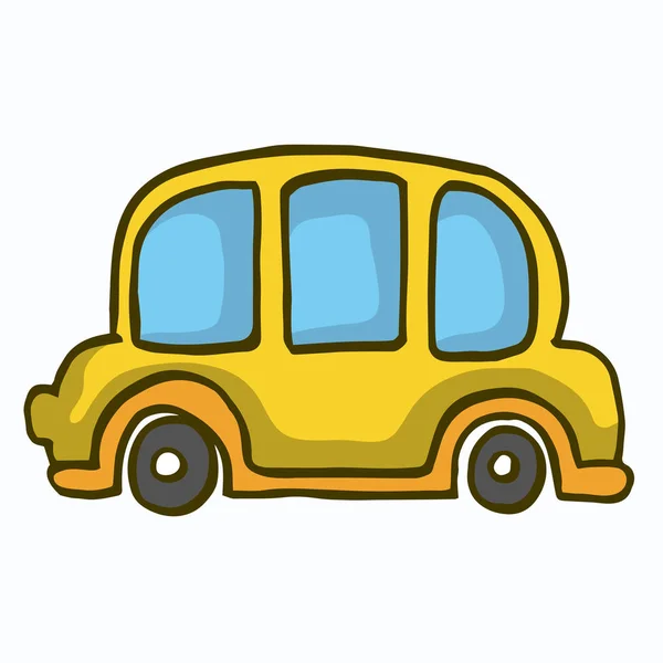 Κίτρινο αυτοκίνητο χαριτωμένο διανυσματικά εικονογράφηση — Διανυσματικό Αρχείο