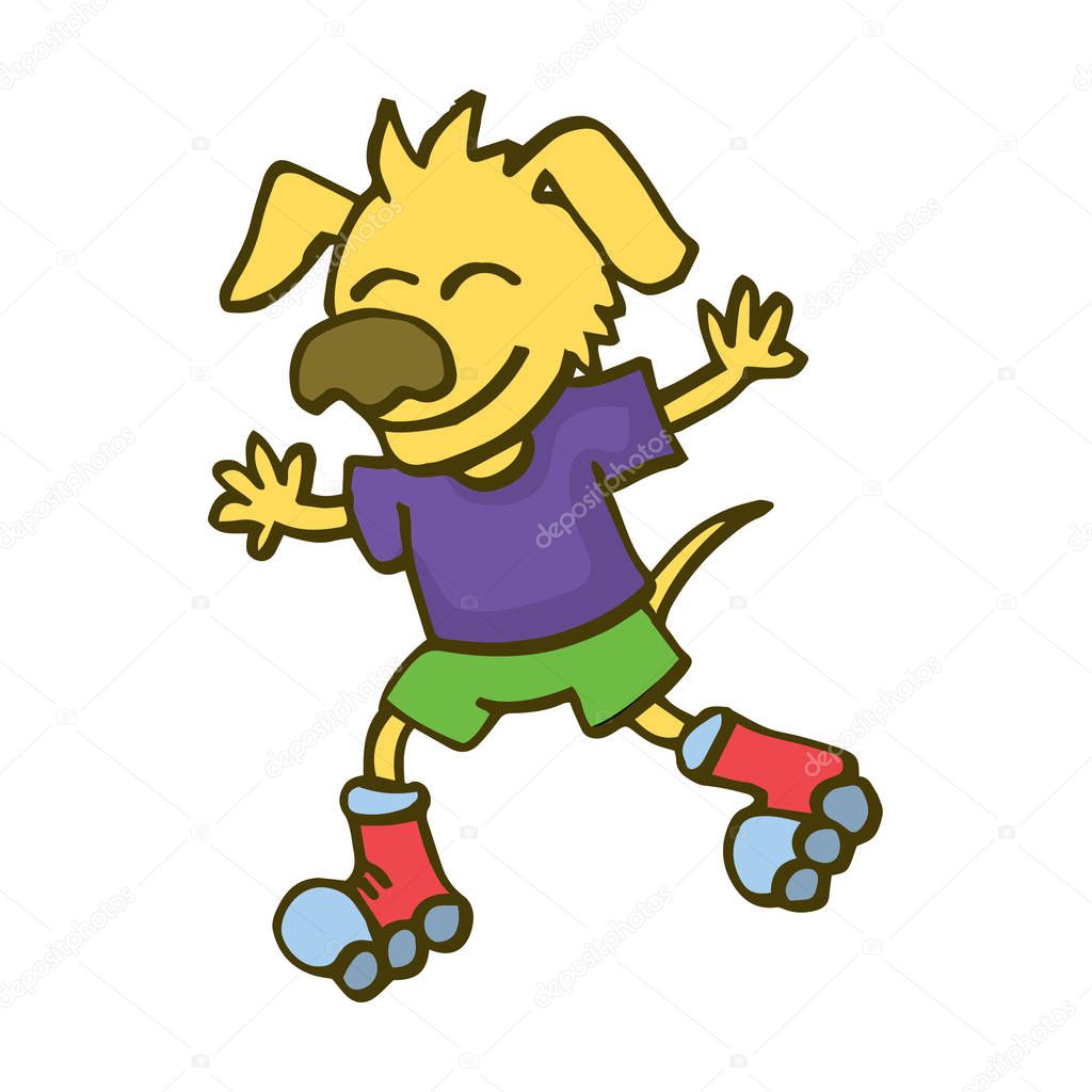 Cane che gioca pattini a rotelle del fumetto — Vettoriali di kongvector