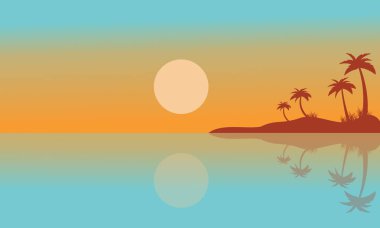 Yansıma manzara ile Sahil silüeti