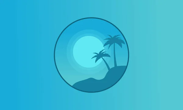 Silhuetten av palm på kullen seaside landskap — Stock vektor