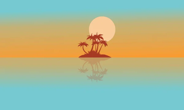 Liggande ön med speglar silhuetter — Stock vektor