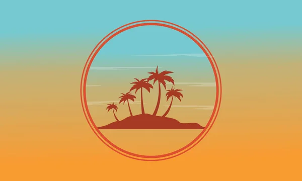Silhuetten av ön vid solnedgång landskap — Stock vektor