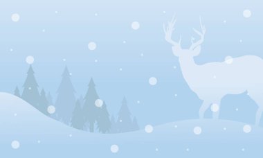 Kış Noel geyiği peyzaj siluetleri