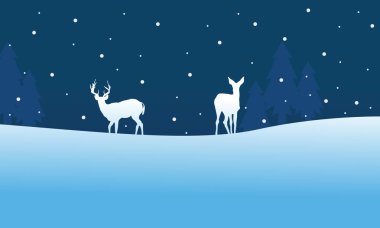 Noel geyiği sahne gece silüeti