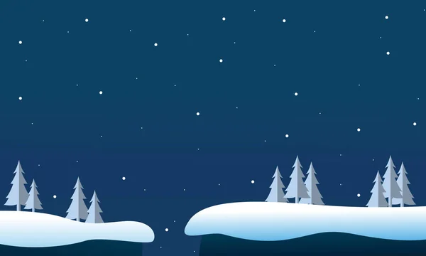 Por la noche Navidad paisaje invierno — Vector de stock