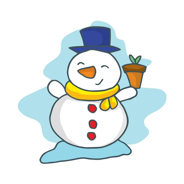 Bonhomme de neige heureux collection de dessins animés stock — Image vectorielle