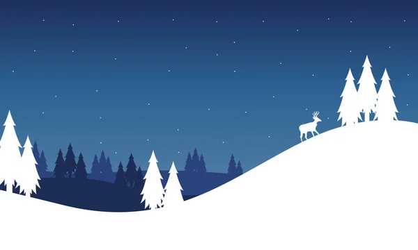 Silhouette der Hügellandschaft Winter Weihnachten — Stockvektor