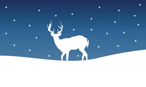 鹿冬季景观的剪影 — 图库矢量图片