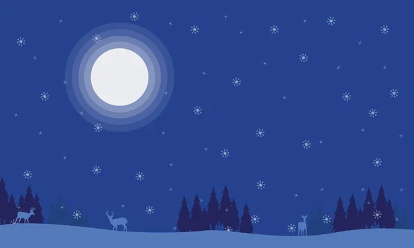 Silhouette d'épinette de cerf avec décor lunaire — Image vectorielle