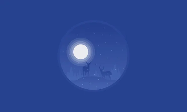 Silhouette de cerf sur fond bleu Noël — Image vectorielle