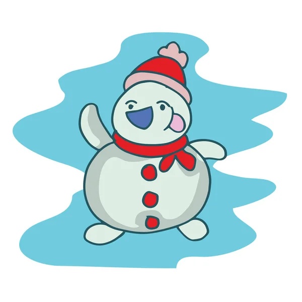 Snowman smilling character vector art — Stock Vector