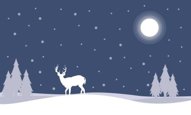 Geyik gece Noel manzara siluet