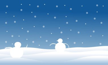 Kardan adam Noel tepede silüeti