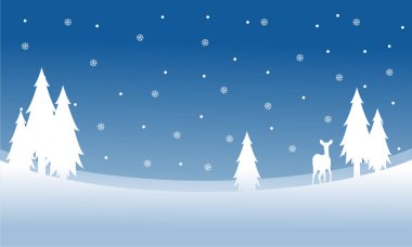 Geyik hill kışın Noel silüeti