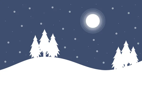 Silhouette du paysage hivernal de Noël — Image vectorielle
