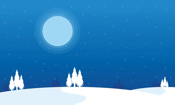 Winter landscape Christmas of silhouette — Stock Vector