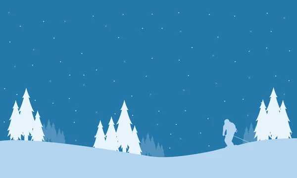 Sammlung von Wintermenschen, die Ski-Weihnachten spielen — Stockvektor