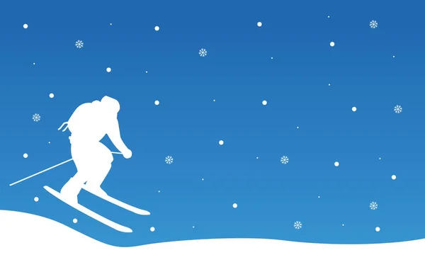 Kerst landschap mensen Ski's collectie — Stockvector