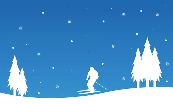 Paysage joyeux ski hiver Noël — Image vectorielle