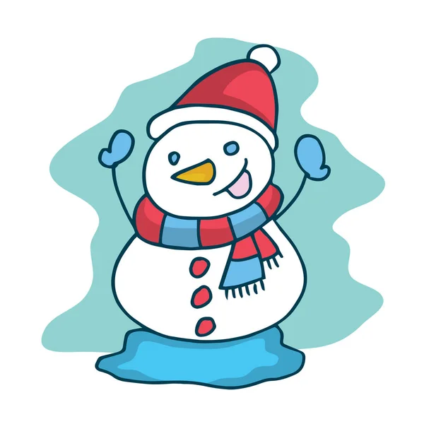 Bonito boneco de neve coleção tema de Natal — Vetor de Stock