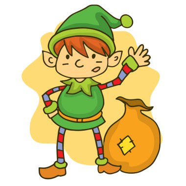 Mutlu elf hediye çanta Noel ile