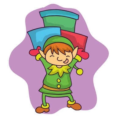 Noel elf getirmek hediye çizgi film