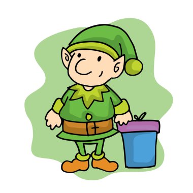 Elf neşeli Noel tatil karikatür