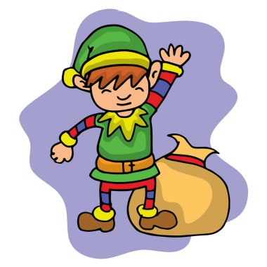 Elf ile mutlu Noeller hediye çanta