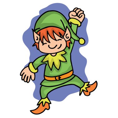 Mutlu elf ile yeşil kostüm