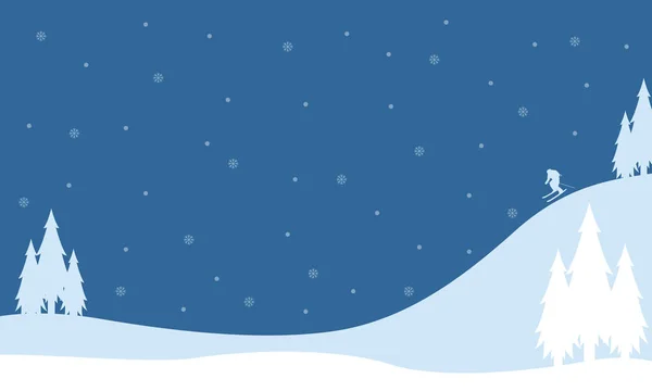 Paysage sur la colline hiver Noël — Image vectorielle