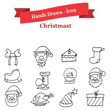 El çizmek toplama Noel simgeler