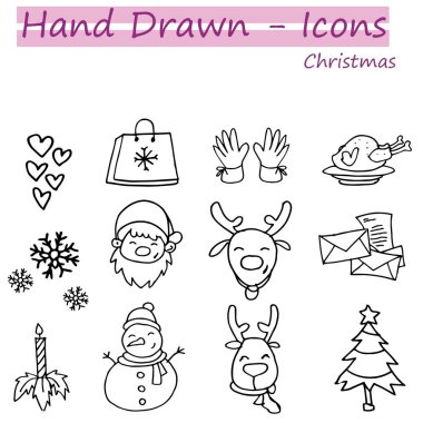 El çizmek koleksiyonu Noel simgesi ayarla