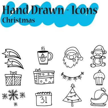 El çizmek koleksiyonu Noel Icon set