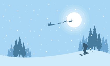 Geceleri Santa Noel sahne tren