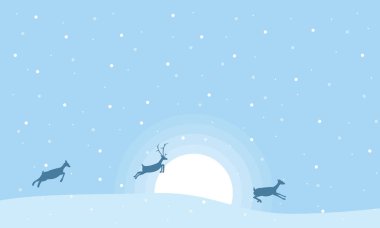 Noel manzara Ren geyiği tepe üzerinde