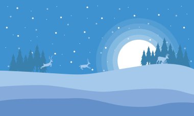 Hill sahne Noel gece geyik